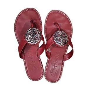Brighton Alice Red Sandals with Silver Medallion
